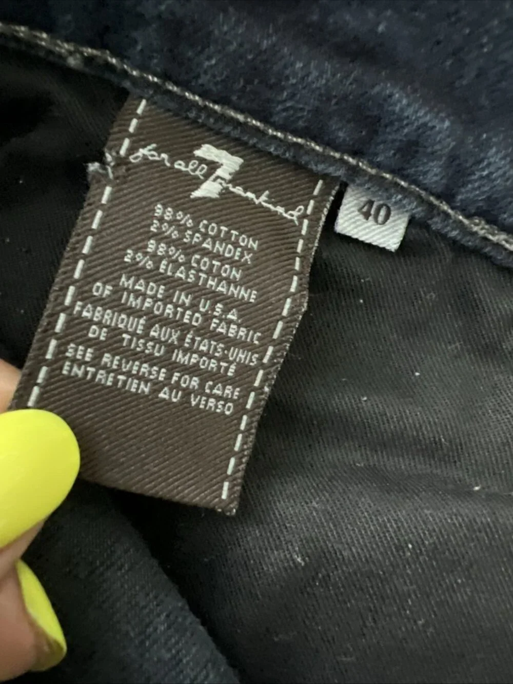 7 For All Mankind Rigby Jeans Mens 40x34 Dark Wash Button Fly Straight Premium
